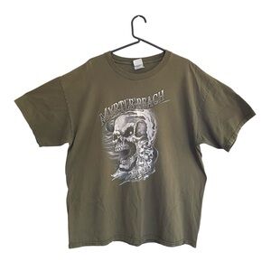 Myrtle Beach 2008 Spring Rally Army Green TENNESEE RIVER Tee Mens XL Gray Skull